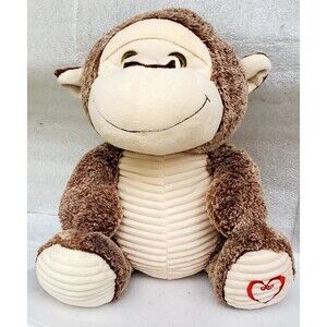 Kellytoy Brown Plush Monkey 14" Stuffed Animal w/ Heart Logo on Foot